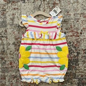Striped Baby Romper with Floral Accents